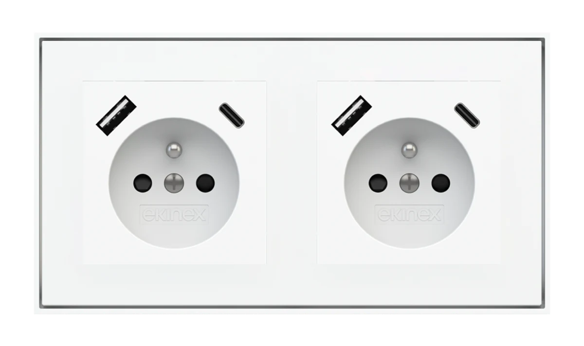 Розетка для 2-постовой панели, модули 55×55 мм – FR USB