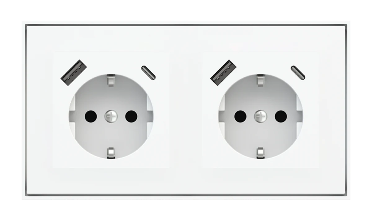 Розетка для 2-постовой панели, модули 55×55 мм – Schuko USB